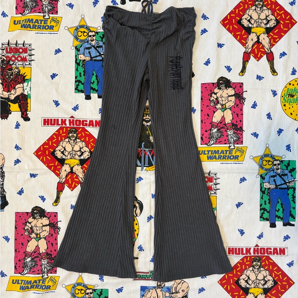 Pharaoh Apparel Black Ribbed Flared Pants Small/Medium